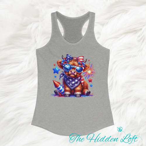Patriotic Highland Cow Tank Top