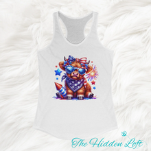 Load image into Gallery viewer, Patriotic Highland Cow Tank Top