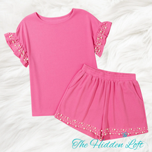 Load image into Gallery viewer, Women’s Pink Pearl Shorts Outfit
