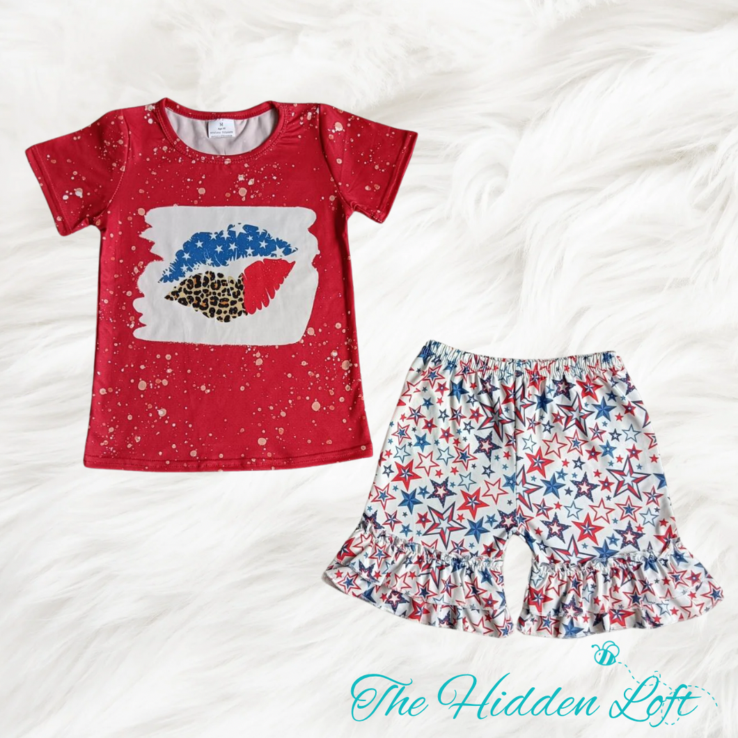 Patriotic Lips Shorts Outfit