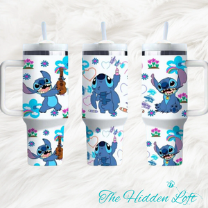 Playful Stitch Tumbler w/ Handle- 40 ounce