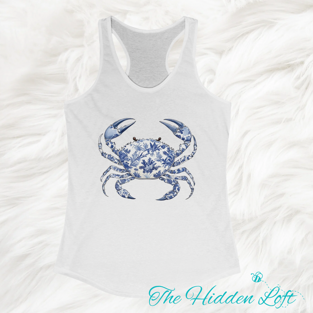 Blue Floral Crab Tank Top