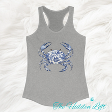 Load image into Gallery viewer, Blue Floral Crab Tank Top