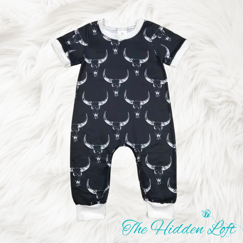 Western Bull Skull Baby Romper