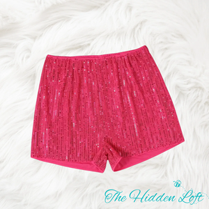 Youth Sequin Shorts- Hot Pink