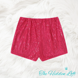 Youth Sequin Shorts- Hot Pink