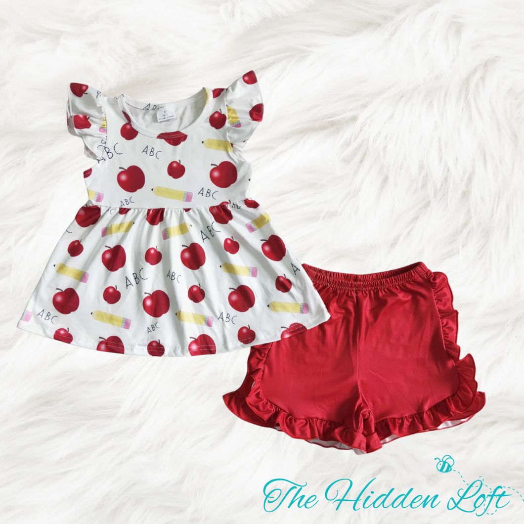 Apples and Pencils Shorts Outfit