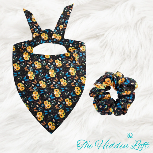 Sunflower Scrunchie and Bandana Set