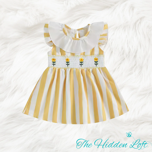 Embroidered Flower Stripe Dress