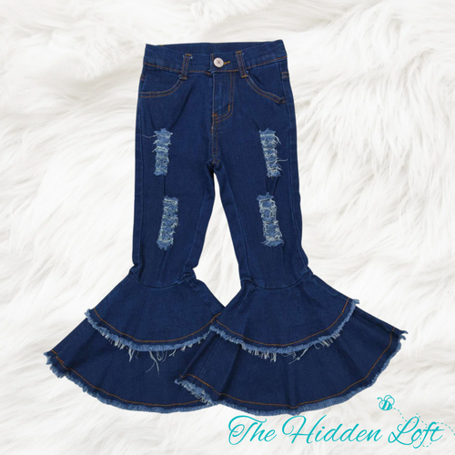 Girl’s Distressed Denim Bell Bottoms