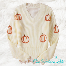 Load image into Gallery viewer, Raw Hem Pumpkin Sweater