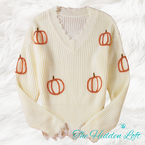 Raw Hem Pumpkin Sweater