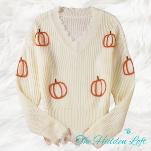 Raw Hem Pumpkin Sweater