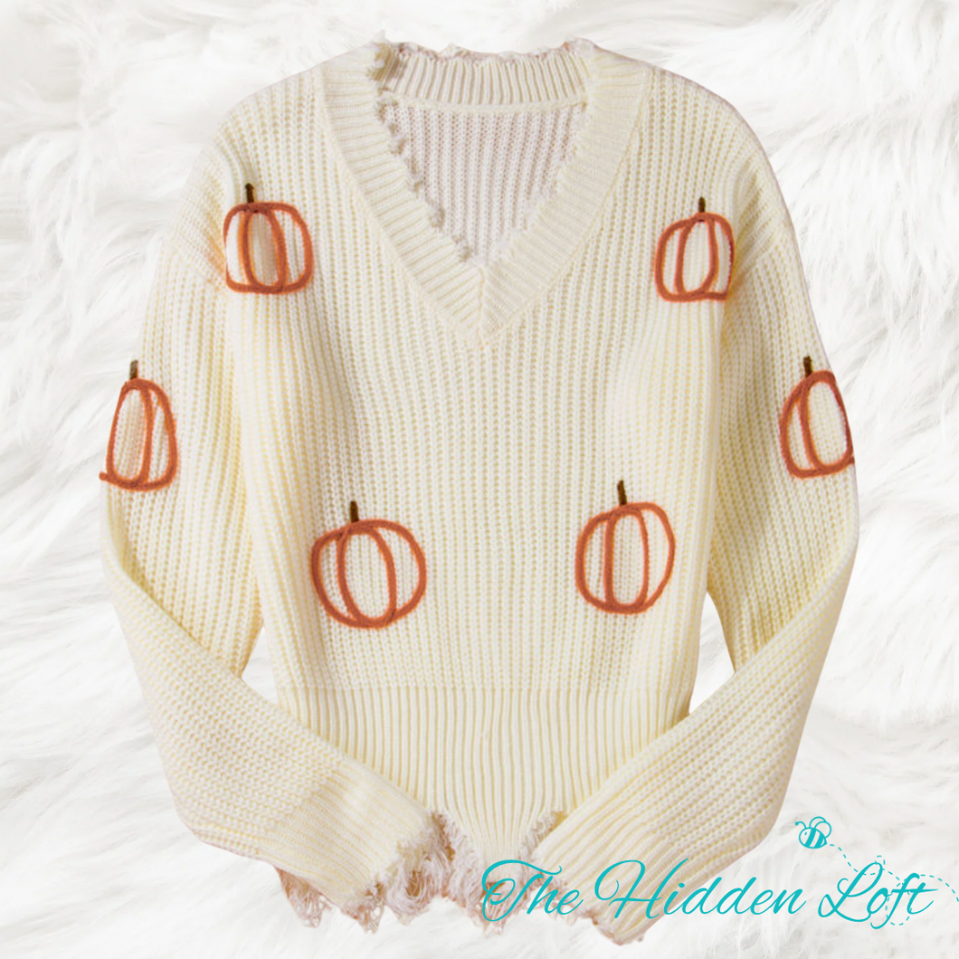 Raw Hem Pumpkin Sweater