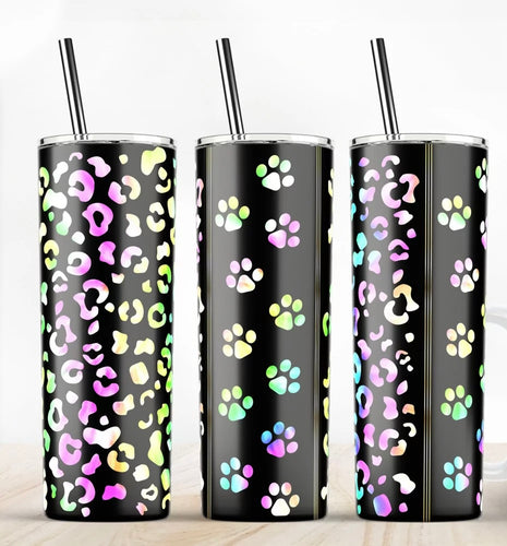 Multi Leopard Paw Print Tumbler