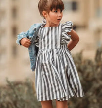 Load image into Gallery viewer, Grey &amp; White Striped Dress