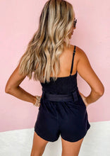 Load image into Gallery viewer, Black Belted Romper