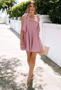 Pink Tie Strap Mini Dress