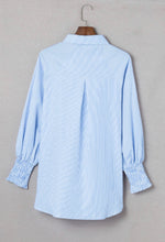 Load image into Gallery viewer, Blue Striped Boyfriend Shirt