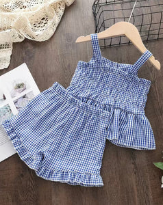 Blue Gingham Shorts Outfit