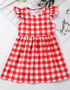Red and White Checked Dress
