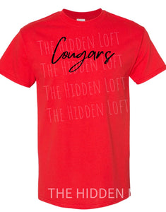 YOUTH Cougar T-Shirt- RED