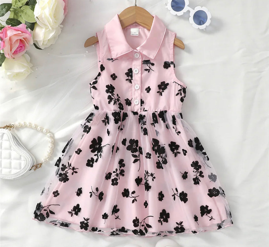 Pink and Black Floral Dress