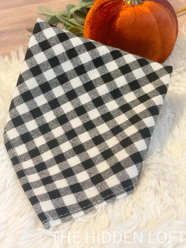 Black & White Plaid Flannel Bandana