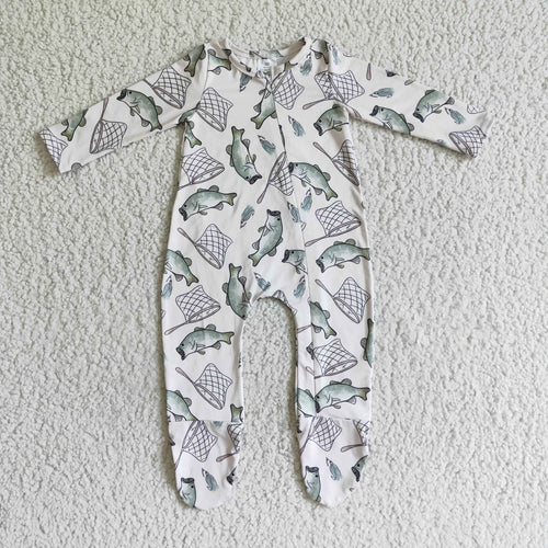 Baby Boy Fishing Footed Romper