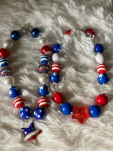 Load image into Gallery viewer, Patriotic Bubblegum Bead Necklace