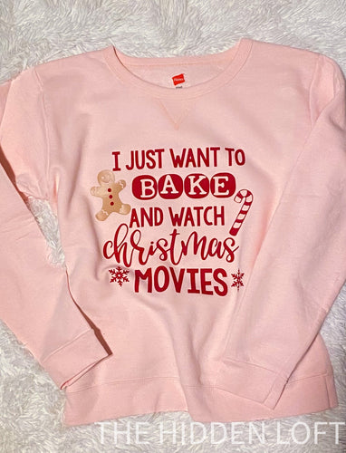 Women’s Bake and Watch Christmas Movies Sweatshirt