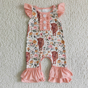 Floral Cow Baby Romper