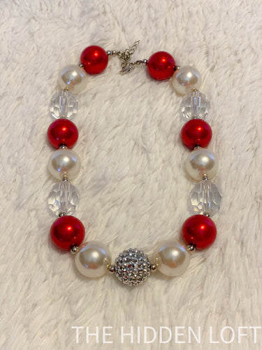 Red and Pearl Bubblegum Necklace
