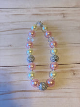 Load image into Gallery viewer, Pink and Rhinestone Bubblegum Bead Necklace