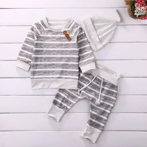 Striped Grey Baby Boy Outfit