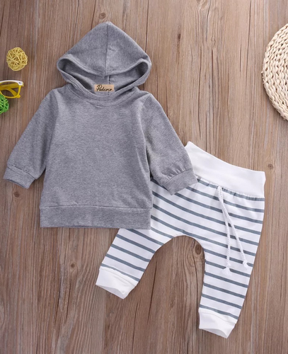 Grey Hoodie Baby Boy Outfit