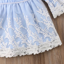 Load image into Gallery viewer, Baby Blue Dress and Bonnet Set