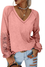 Load image into Gallery viewer, Lace Sleeve Shirt-Pink