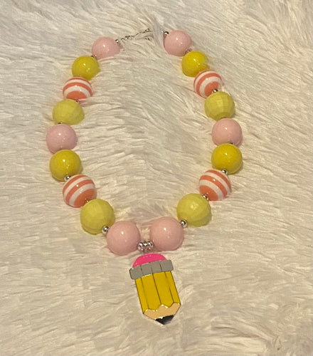 Pencil Bubblegum Bead Necklace