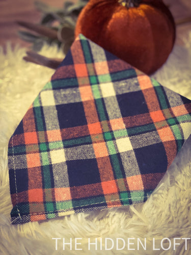 Navy Plaid Flannel Bandana