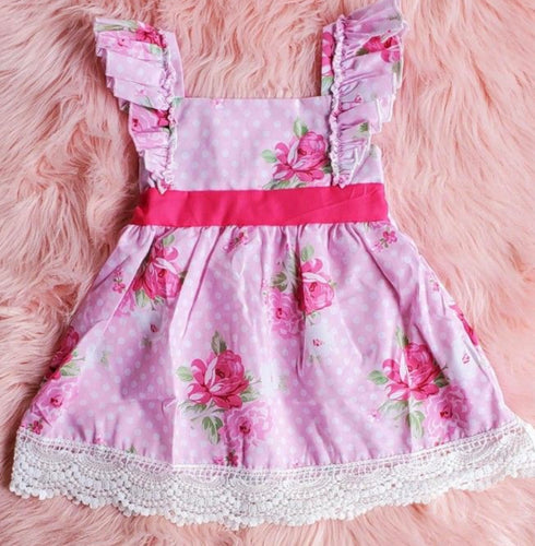 Pink Rose Floral Dress
