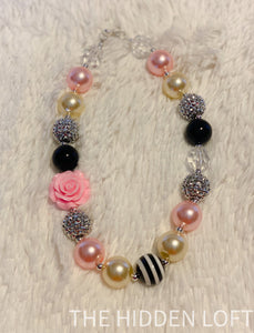 Pink Pearl and Black Necklace