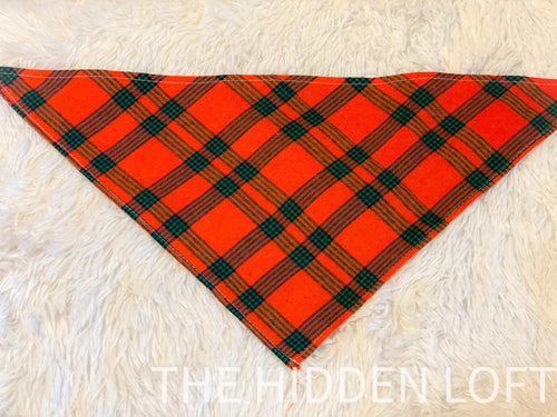Orange Plaid Flannel Bandana
