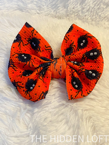 Orange Spider Hair Bow-Large