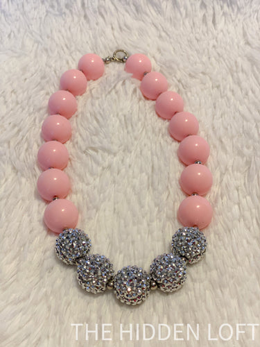 Bubblegum Pink and Rhinestone Necklace
