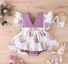 Load image into Gallery viewer, Purple Bunny Baby Dress