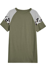 Load image into Gallery viewer, Women’s Stripe Sleeve T-Shirt- Olive Green