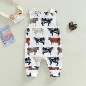 Sleeveless Cow Romper