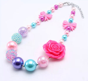 Multi-Colored Pink Rose Bubblegum Necklace
